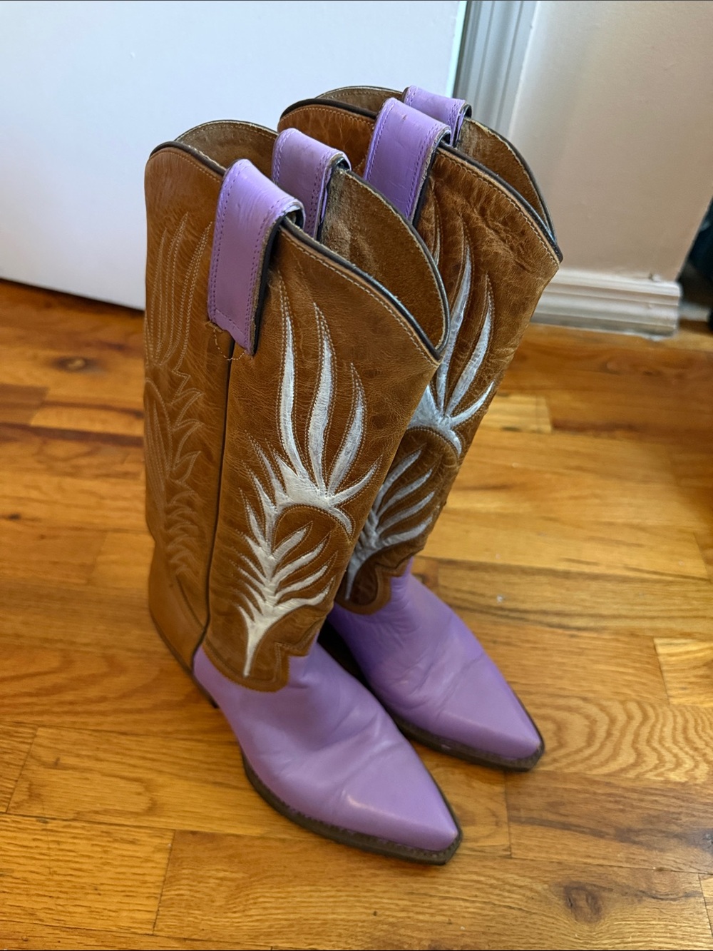 Sz7- Hand painted Purple Western Cowboy Boots